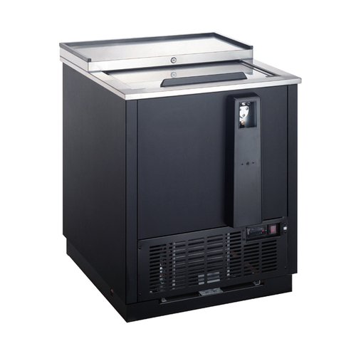 Omcan USA 50038 26.37" W Black Vinyl Horizontal Beer Bottle Cooler - 115 Volts