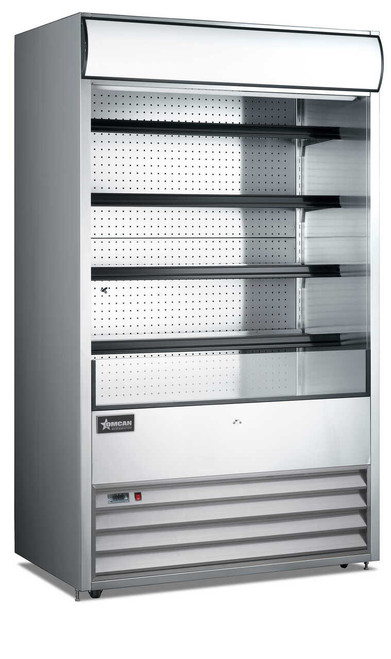 Omcan USA 41469 48"W Vertical Case Refrigerated Open Merchandiser - 220 Volts 1-Ph