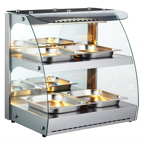 Omcan USA 43121 24.6"W 2 Shelves Countertop Heated Display Case - 110 Volts 1-Ph
