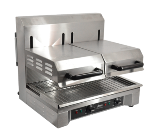 Omcan USA 39582 23.3"W Stainless Steel Double Electric Countertop Salamander and Broiler - 240 Volts 1-Ph