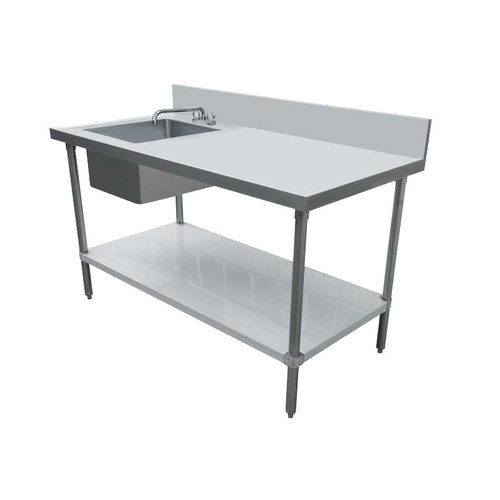Omcan USA 44301 72" W x 24" D Stainless Steel 18 Gauge Work Table With Prep Sink
