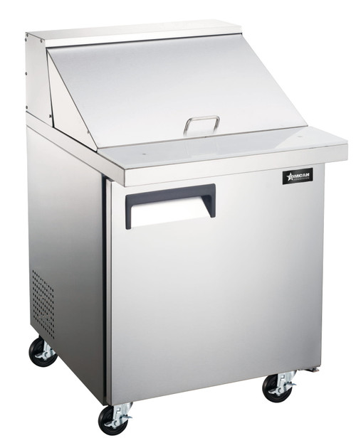 Omcan USA 50049 27.5" W Stainless Steel 1 Door Mega Top Salad or Sandwich Prep Table -110 Volts 0.2 HP