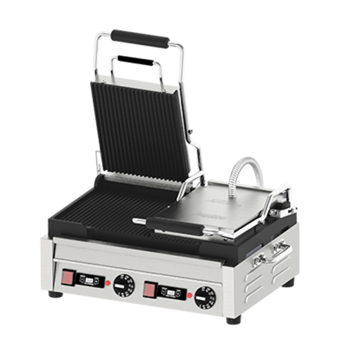 Omcan USA 42914 Stainless Steel Body Double Panini Grill - 220 Volts 1-Ph