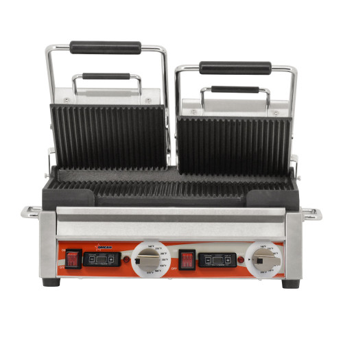 Omcan USA 42914 Stainless Steel Body Double Panini Grill - 220 Volts 1-Ph