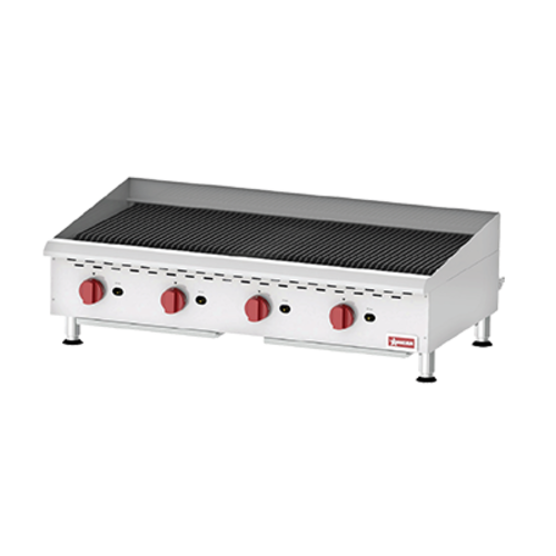 Omcan USA 43729 48" W Stainless Steel Countertop Gas Charbroiler - 160,000 BTU