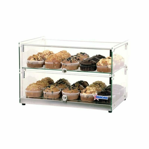 Omcan USA 44373 21.8" W x 14.2" D x 14.8" H Curved Front Glass and Stainless Steel Countertop Display Case