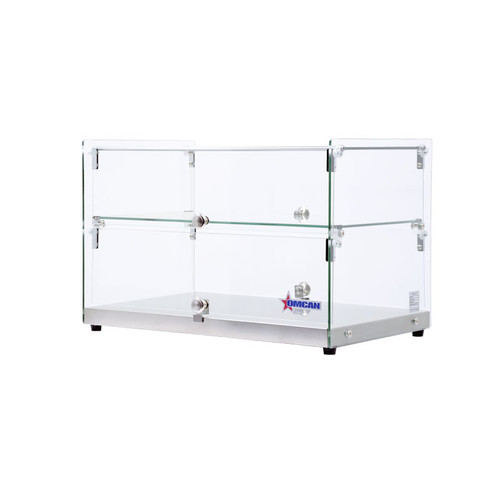 Omcan USA 44373 21.8" W x 14.2" D x 14.8" H Curved Front Glass and Stainless Steel Countertop Display Case