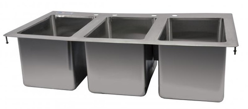 Omcan USA 39783 10" Wide x 14" Front to Back x 10" Deep Stainless Steel Three Compartment Drop-In Sink