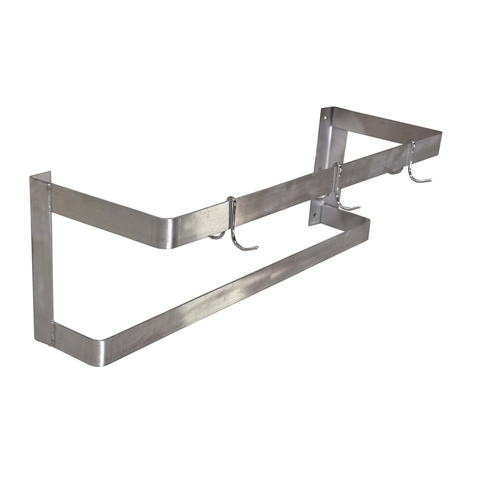 Omcan USA 31856 60"W Stainless Steel (2) Bar Wall Mounted Pot Rack