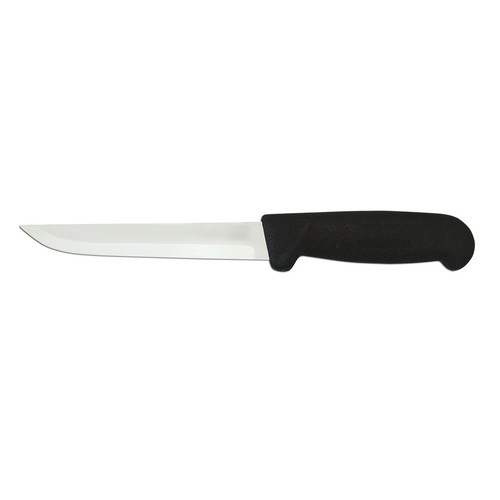 Omcan USA 11637 6" Stainless Steel Black Handle Straight Boning Knife