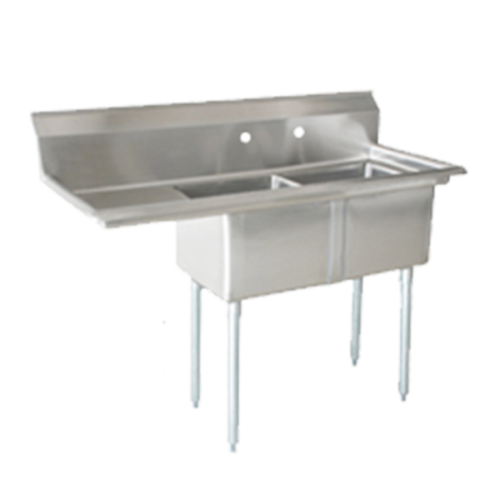 Omcan USA 25250 Stainless Steel 8" Center Faucet Holes Left Drain Board Pot Sink