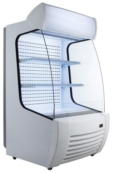 Omcan USA 41465 37.2" W x 34.5"D x 59.84"H White Floor Model Display Case - 110 Volts 1-Ph