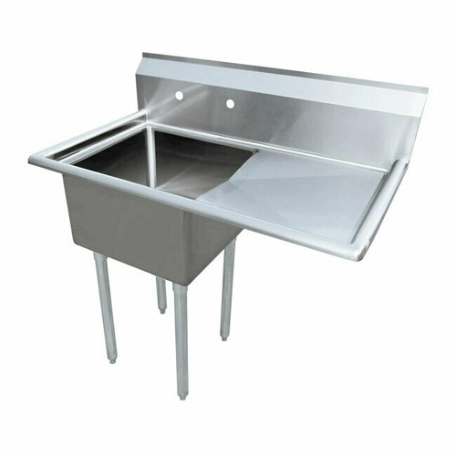 Omcan USA 43784 50.5" W Stainless Steel 18 Gauge One Compartment with Right-Hand Drainboard Pot Sink