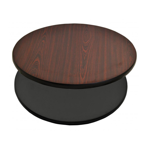 Omcan USA 43176 24" Diameter 1" Thick Round Mahogany and Black Laminate Reversible Table Top