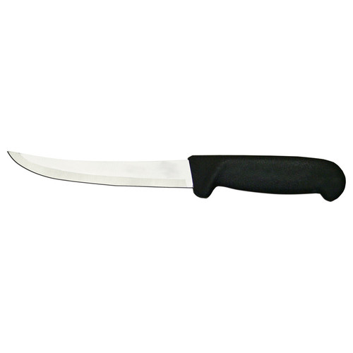 Omcan USA 11758 6" Stainless Steel Black Handle Curved Boning Knife