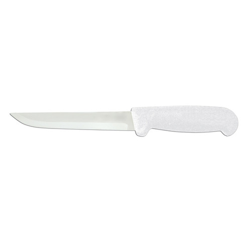 Omcan USA 11717 6" Stainless Steel White Handle Straight Boning Knife