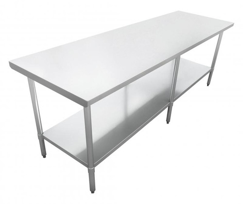 Omcan USA 22077 96" W x 30" D Galvanized 18 Gauge Standard Work Table with Undershelf