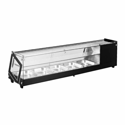 Omcan USA 44394 58.4" W Black Finish Countertop Sushi Display Case - 110 Volts