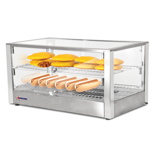 Omcan USA 41872 27.63"W x 15.75"D x 14.5"H Stainless Steel and Glass Countertop Food Warmer and Display Case - 110 Volts 1-Ph