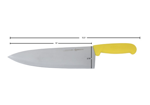 Omcan USA 12127 10" Stainless Steel Yellow Handle Medium Blade Chef Knife