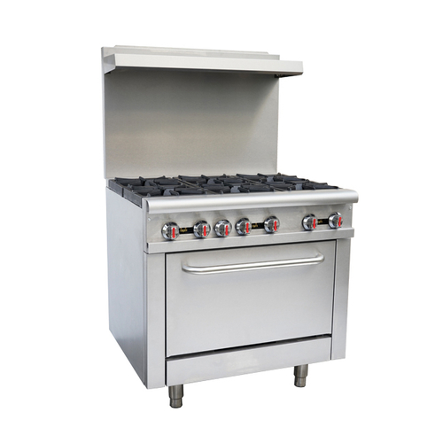 Omcan USA 43151 Natural Gas 6 Open Burners 36"W Restaurant Range - 211,000 BTU