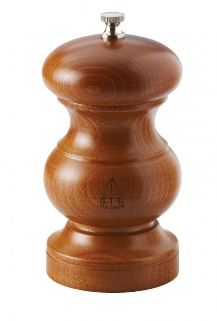 Omcan USA 43696 5" Tall Nut Finish Italian Beech Wood TRE SPADE Tosca Series Chili Mill