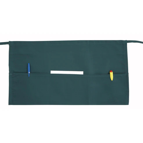 Winco WA-1221G 3 Pockets Green Cotton and Poly Blend Waist Apron