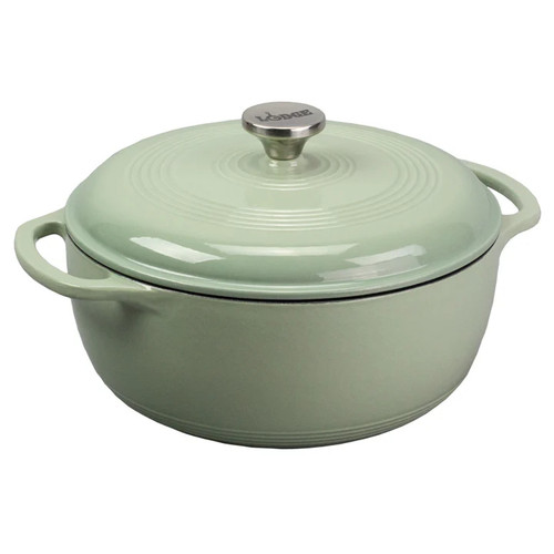 Lodge EC6D50 6 Qt. Round Desert Sage Porcelain Enameled Cast Iron Dutch Oven