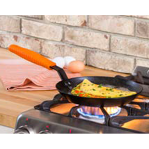 Lodge CRS10HH61 10.31" Heavy Gauge Carbon Steel Skillet with Orange Silicone Handle Holder