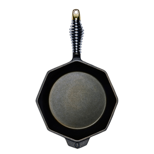 Lodge S8-10001 8" Octagonal Cast Iron With Stainless Steel Spring Handle Finex® Skillet