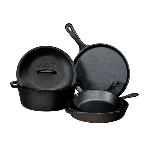 Lodge L5HS3 5-Piece Seasoned with Oil Cast Iron Cookware Set (1 Set)