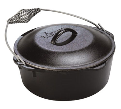 Lodge L12DO3 9 Qt. Black Cast Iron Round Dutch Oven with Cover and Handle