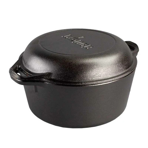 Lodge L8DD3 10.7" Round Cast Iron With Loop Handles Double Dutch Oven