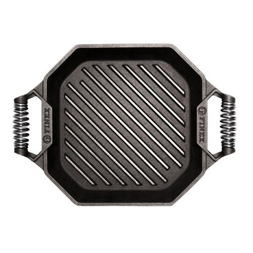 Lodge G12-10002 12" Octagonal Cast Iron With Dual Stainless Steel Spring Handles Finex® Grill Pan