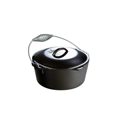 Lodge L8DO3 5 Qt. Black Cast Iron Round Camp Dutch Oven with Cover