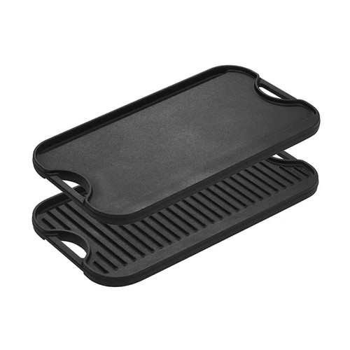 Lodge LPGI3 20" W x 10.5" D Rectangular Double Burner Cast Iron Pro-Grid Grill or Griddle