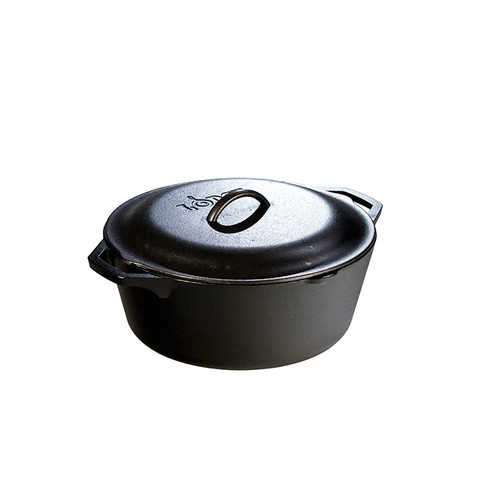 Lodge L10DOL3 7 Qt. Black Cast Iron Round Dutch Oven with Cover
