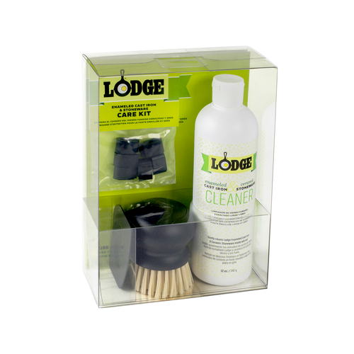 Lodge A-CAREE1 for Cleaning and Protecting Enameled Cast Iron and Stoneware Cookware Pan Cleaner and  Protectant Kit (4 Kit per Case)