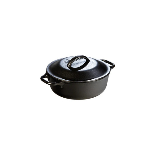 Lodge L2SP3 2 Qt. Black Cast Iron Round Dutch Oven with Cover and Handle