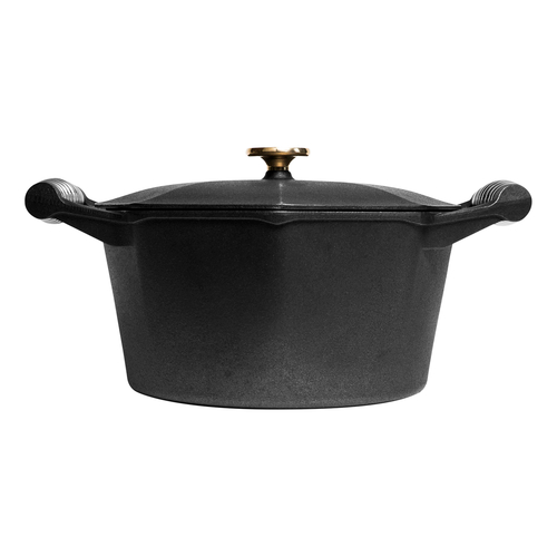 Lodge DL5-10001 5 Qt. Black Cast Iron Octagonal Finex Dutch Oven with Lid