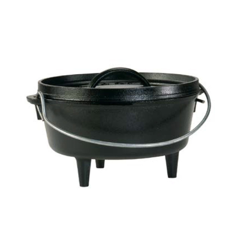 Lodge L8CO3 2 Qt. Black Cast Iron Round Camp Dutch Oven with Cover