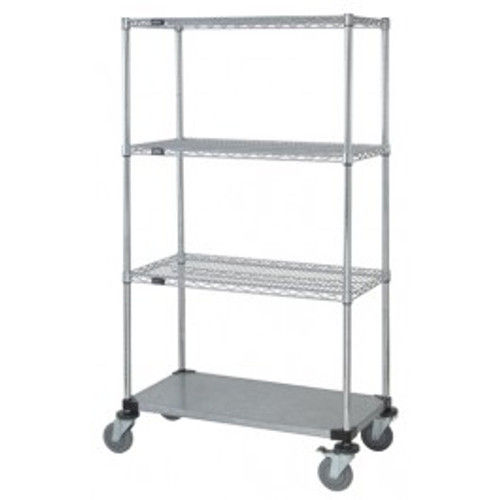 Quantum M1836CG46 36" W x 18" D x 69" H Chrome Plated 4 Shelves Mobile Cart