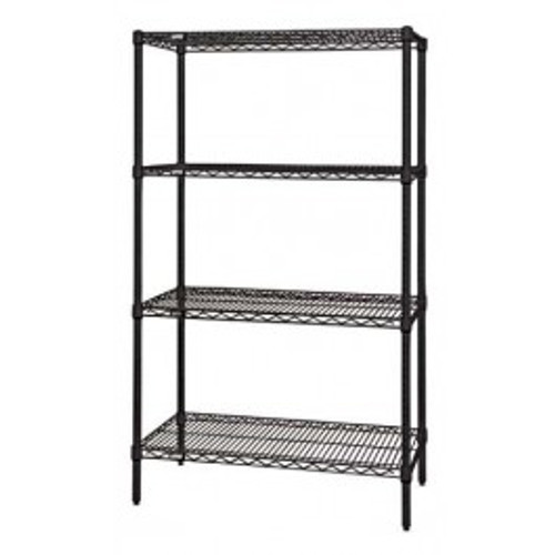 Quantum WR54-2142BK 42" W x 21" D Black Epoxy Finish Includes 4 Wire Shelves Wire Shelving Starter Kit