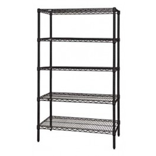 Quantum WR54-2448BK-5 48" W x 24" D Black Epoxy Finish Includes 5 Wire Shelves Wire Shelving Starter Kit