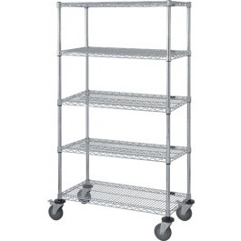 Quantum M1836C46-5 36" W x 18" D x 69" H Chrome Plated 5 Wire Shelves Mobile Cart