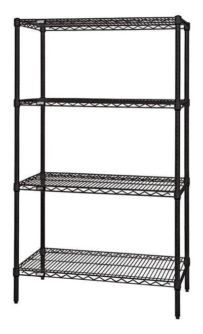Quantum WR74-1454BK 54" W x 14" D Epoxy Coated Wire Shelving Starter Kit