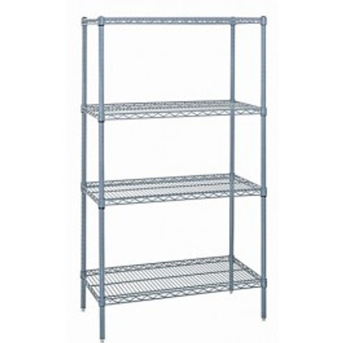 Quantum WR54-2448GY 48" W x 24" D Gray Epoxy Finish Includes 4 Wire Shelves Wire Shelving Starter Kit