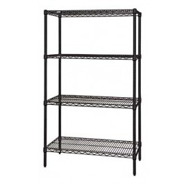 Quantum WR54-3036BK 36" W x 30" D Black Epoxy Finish Includes 4 Wire Shelves Wire Shelving Starter Kit