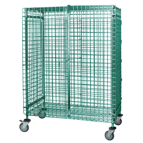 Quantum M2136-69SECP 69" H x 36" W x 21" D Green Epoxy Coated Finish Mobile Security Unit