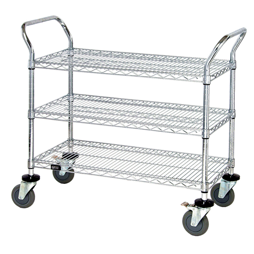 Quantum WRC-1848-3 37.5" H x 48" W x 18" D 3 Shelves 2 U Shaped Handles Open Base Utility Cart